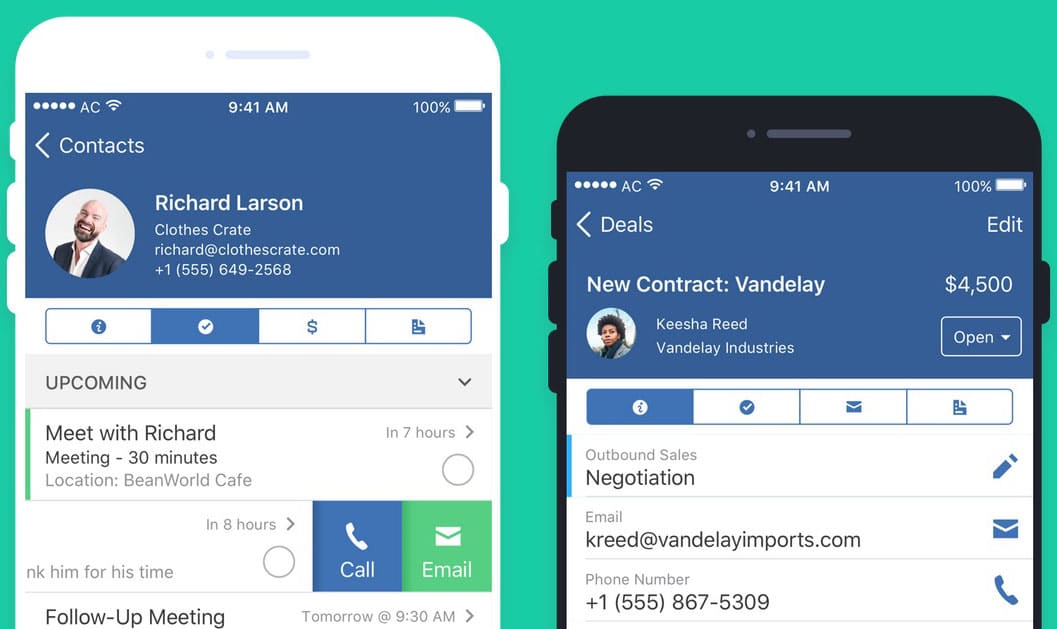 ActiveCampaign's CRM on a mobile phone