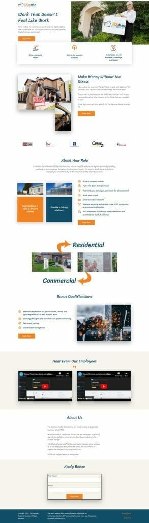 Signman Realty job listing lading page