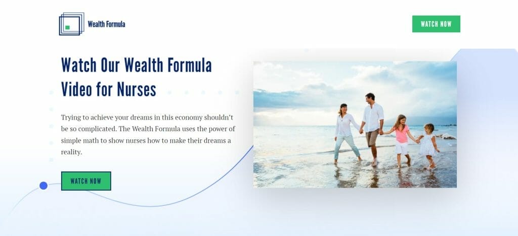 Wealth Formula landing page hero section