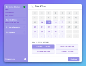 Appointment booking calendar for natural health professionals