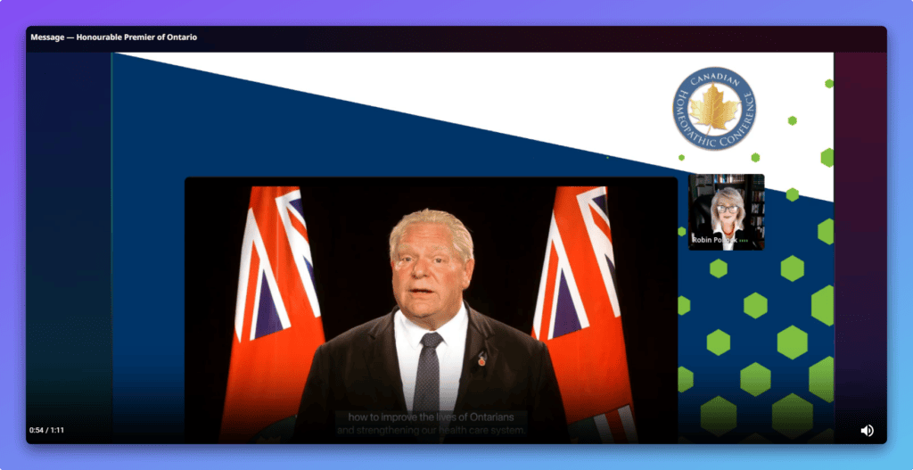 Premier Doug Ford speaking at virtual event